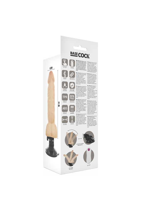 BASECOCK - VIBRATORE ARTICOLABILE TELECOMANDO NATURALE 20 CM -O- 4.5 CM