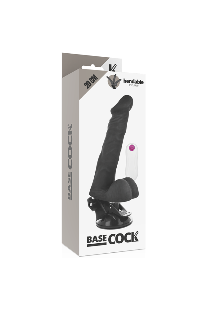 BASECOCK - VIBRATORE ARTICOLABILE TELECOMANDO NERO 20 CM -O- 4.5 CM