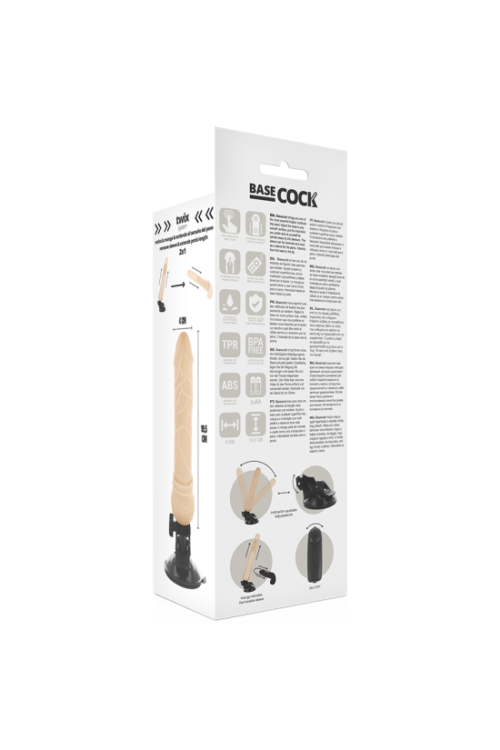 BASECOCK - VIBRATORE TELECOMANDO NATURALE REALISTICO 19.5 CM -O- 4 CM