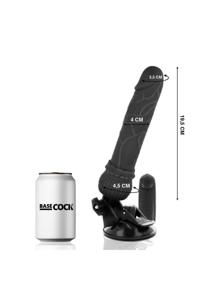 BASECOCK - VIBRATORE REALISTICO TELECOMANDO NERO 19.5 CM -O- 4 CM