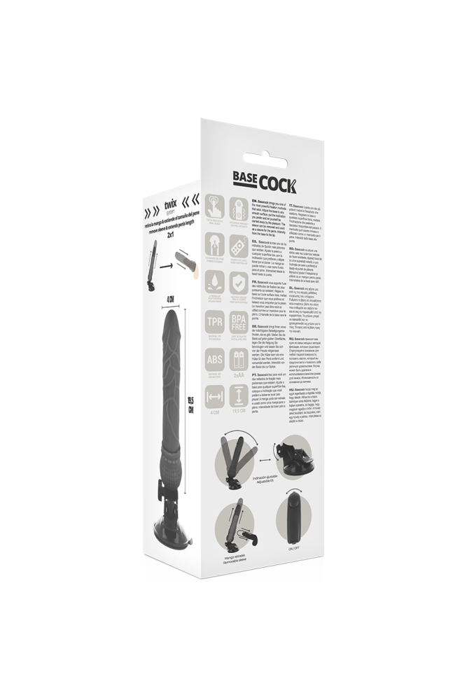 BASECOCK - VIBRATORE REALISTICO TELECOMANDO NERO 19.5 CM -O- 4 CM
