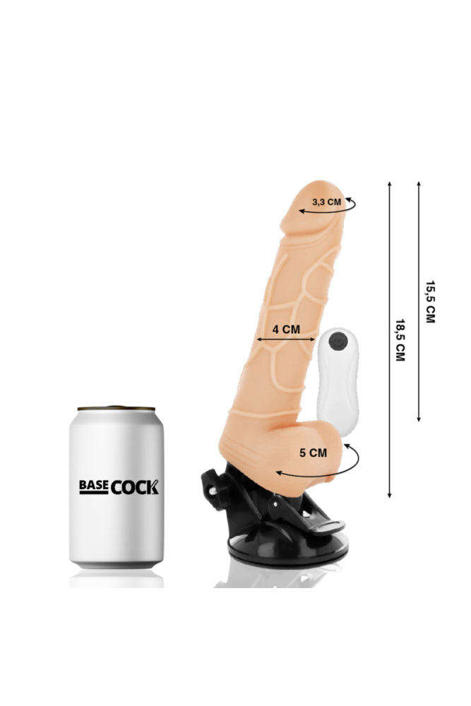BASECOCK - VIBRATORE TELECOMANDO NATURALE REALISTICO 18.5 CM -O- 4CM