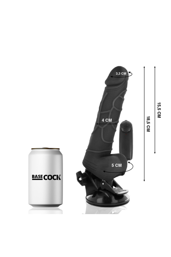 BASECOCK - VIBRATORE REALISTICO TELECOMANDO NERO 18.5 CM -O- 4CM