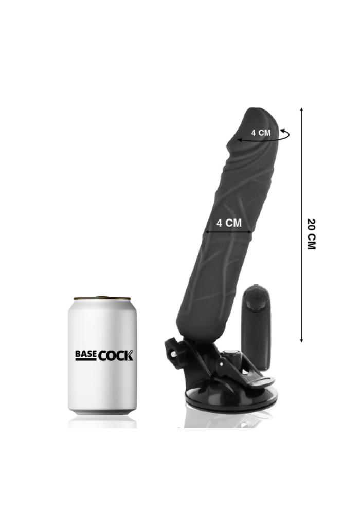 BASECOCK - VIBRATORE REALISTICO TELECOMANDO NERO 20 CM -O- 4 CM