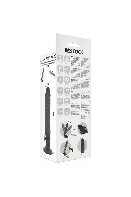 BASECOCK - VIBRATORE REALISTICO TELECOMANDO NERO 20 CM -O- 4 CM