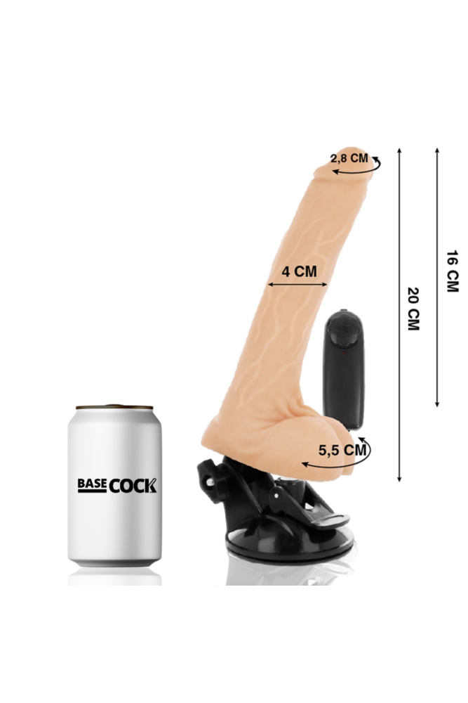 BASECOCK - VIBRATORE TELECOMANDO NATURALE REALISTICO CON TESTICOLI 20 CM -O- 4 CM