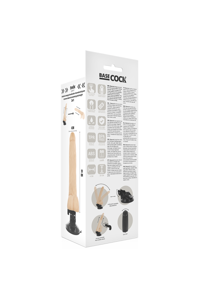 BASECOCK - VIBRATORE TELECOMANDO NATURALE REALISTICO CON TESTICOLI 20 CM -O- 4 CM