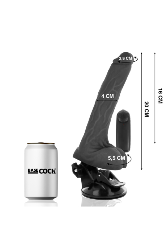 BASECOCK - VIBRATORE REALISTICO TELECOMANDO NERO CON TESTICOLI 20 CM -O- 4 CM