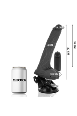 BASECOCK - VIBRATORE REALISTICO TELECOMANDO NERO CON TESTICOLI 20 CM -O- 4 CM