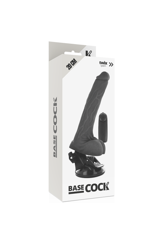BASECOCK - VIBRATORE REALISTICO TELECOMANDO NERO CON TESTICOLI 20 CM -O- 4 CM