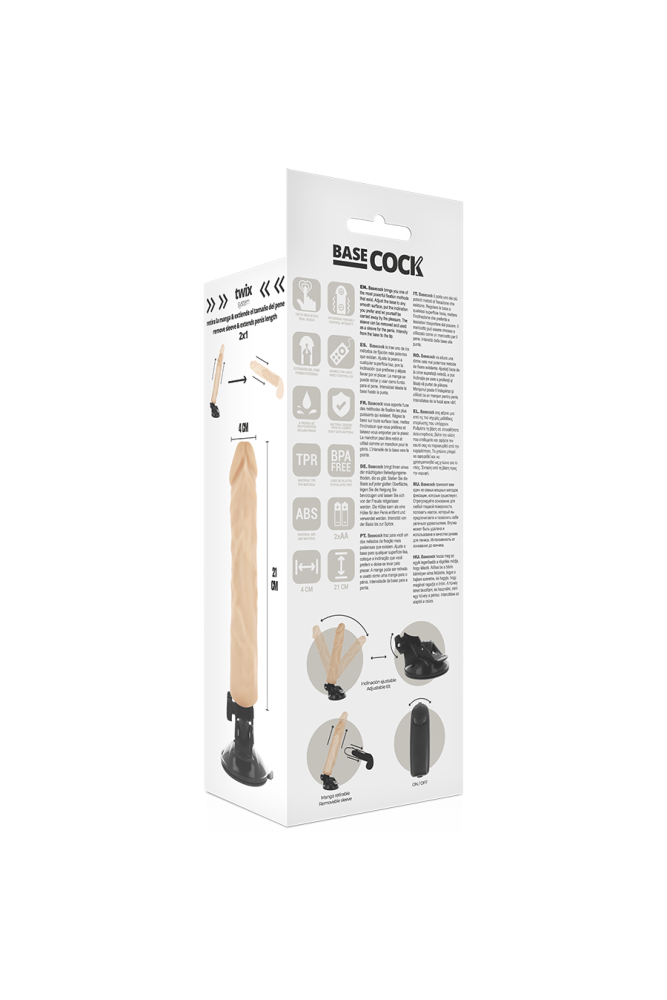 BASECOCK - VIBRATORE REALISTICO TELECOMANDO NATURALE 21 CM -O- 4 CM