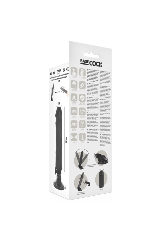 BASECOCK - VIBRATORE REALISTICO TELECOMANDO NERO 21 CM -O- 4 CM