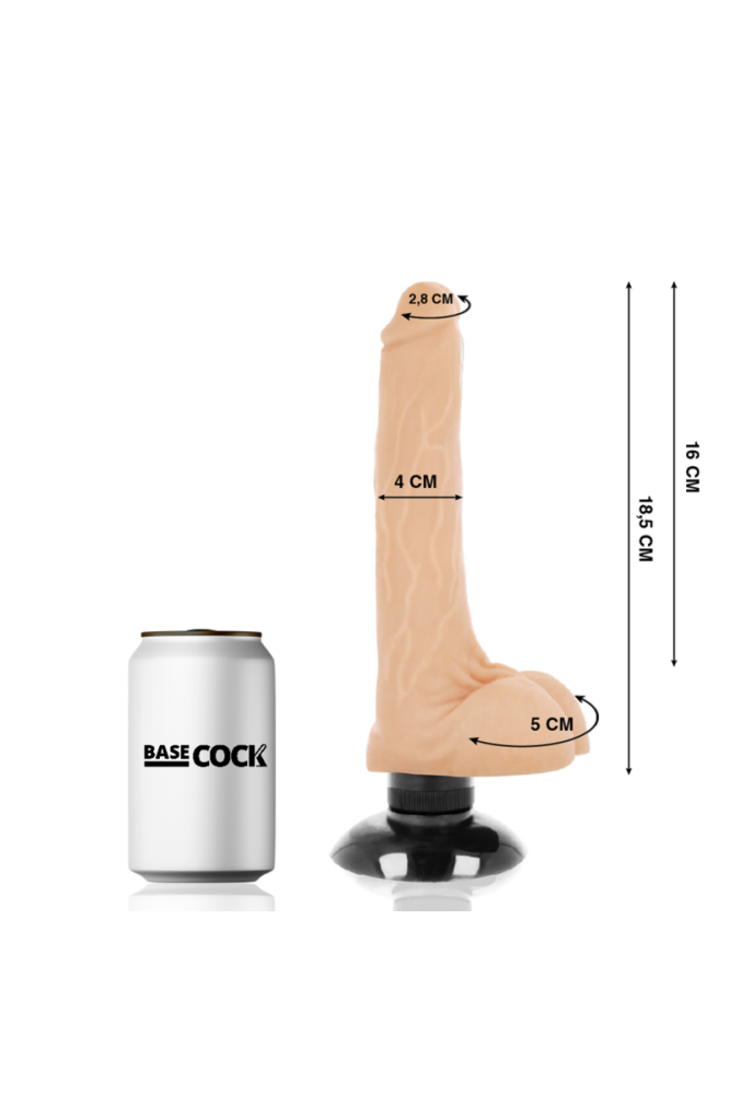 BASECOCK - VIBRATORE REALISTICO 2-1 NATURALE 18.5 CM -O- 4 CM