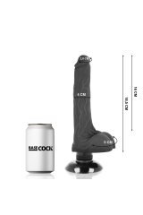 BASECOCK - VIBRATORE REALISTICO BASECOCK 2-1 NERO 18.5 CM -O- 4 CM