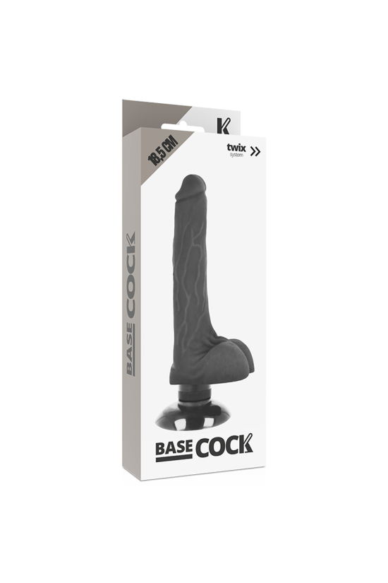 BASECOCK - VIBRATORE REALISTICO BASECOCK 2-1 NERO 18.5 CM -O- 4 CM