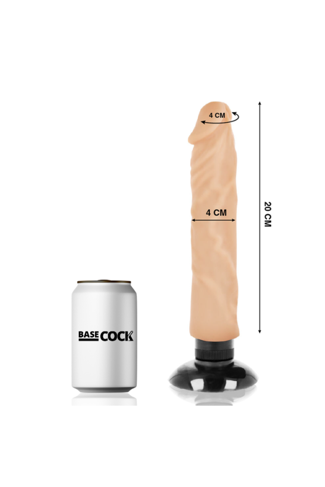 BASECOCK - VIBRATORE REALISTICO 2-1 NATURALE 20 CM -O- 4 CM