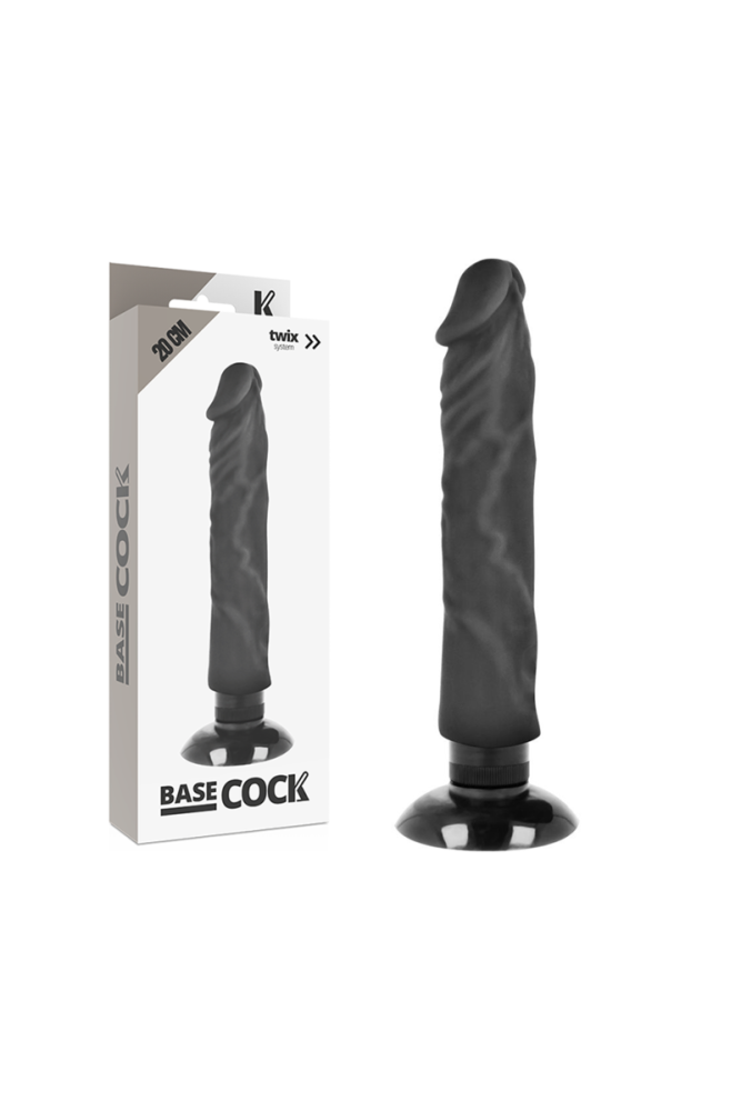 BASECOCK - VIBRATORE REALISTICO 2-1 NERO 20 CM -O- 4 CM