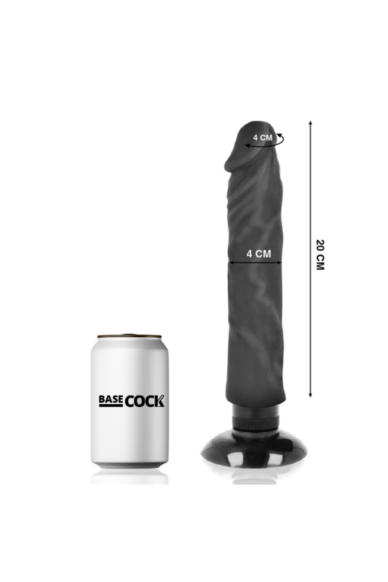 BASECOCK - VIBRATORE REALISTICO 2-1 NERO 20 CM -O- 4 CM