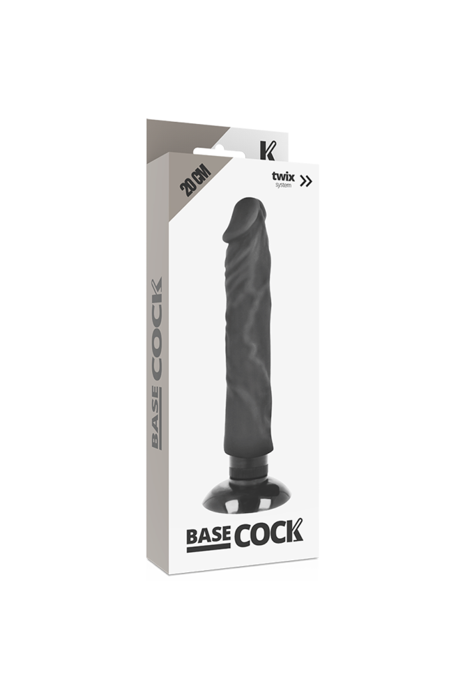 BASECOCK - VIBRATORE REALISTICO 2-1 NERO 20 CM -O- 4 CM