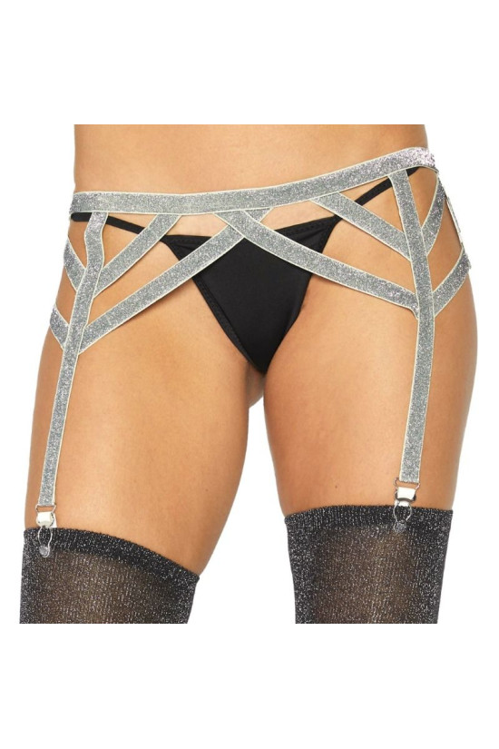 LEG AVENUE - CINTURA ELASTICA IN LUREX ARGENTO TAGLIA UNICA