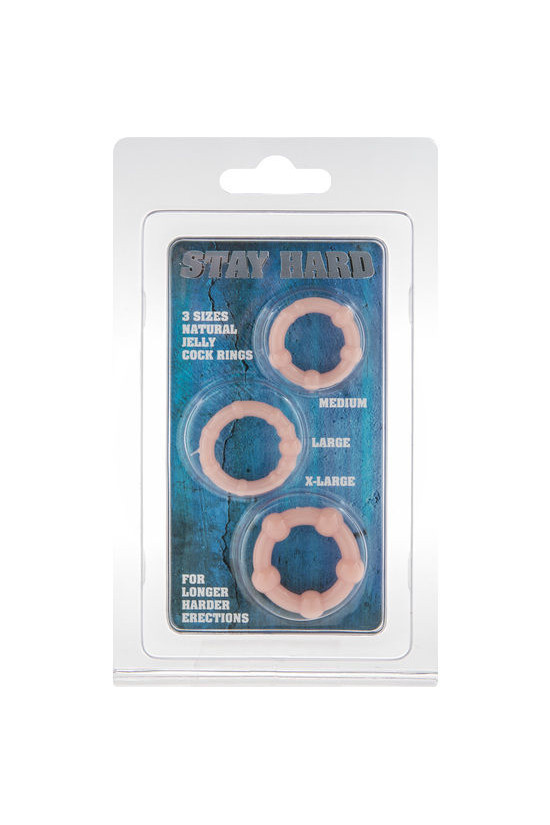 SEVEN CREATIONS - SET DI TRE ANELLI PER PENE IN PELLE