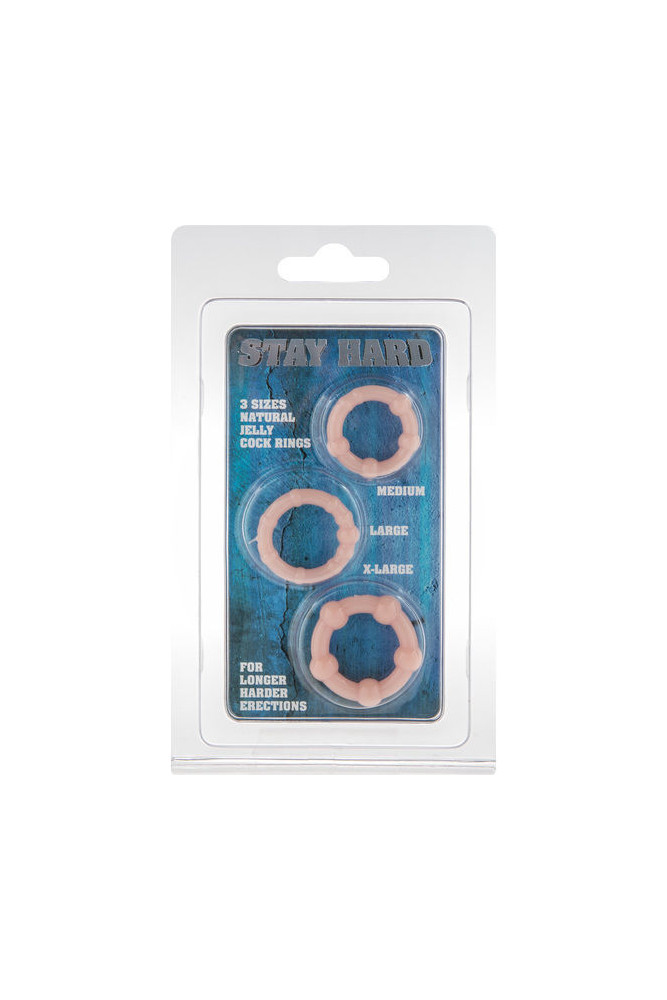 SEVEN CREATIONS - SET DI TRE ANELLI PER PENE IN PELLE