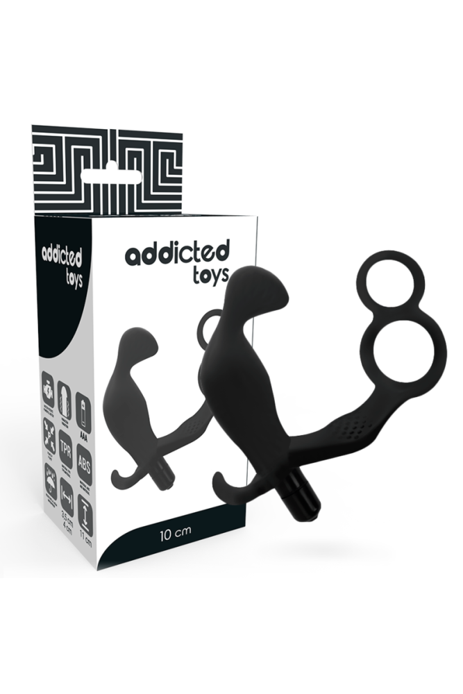 ADDICTED TOYS - PLUG ANALE CON DOPPIO ANELLO PER PENE E TESTICOLI NERI
