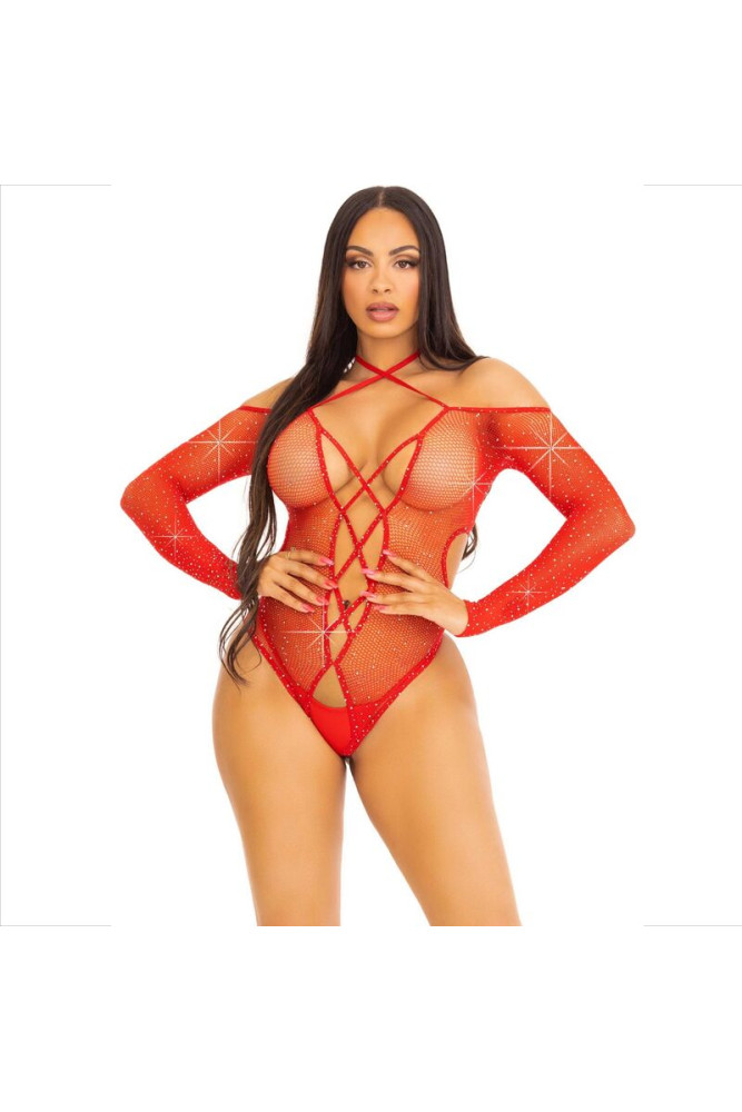 LEG AVENUE - BODY CROTHLESS CON ROSSO LUCIDO