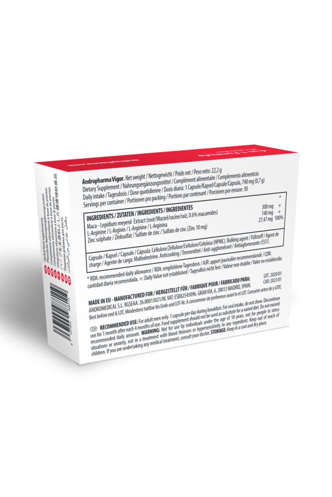 ANDROPHARMA VIGOR - INTEGRATORE PER IL POTENZIAMENTO DELLA LIBIDO