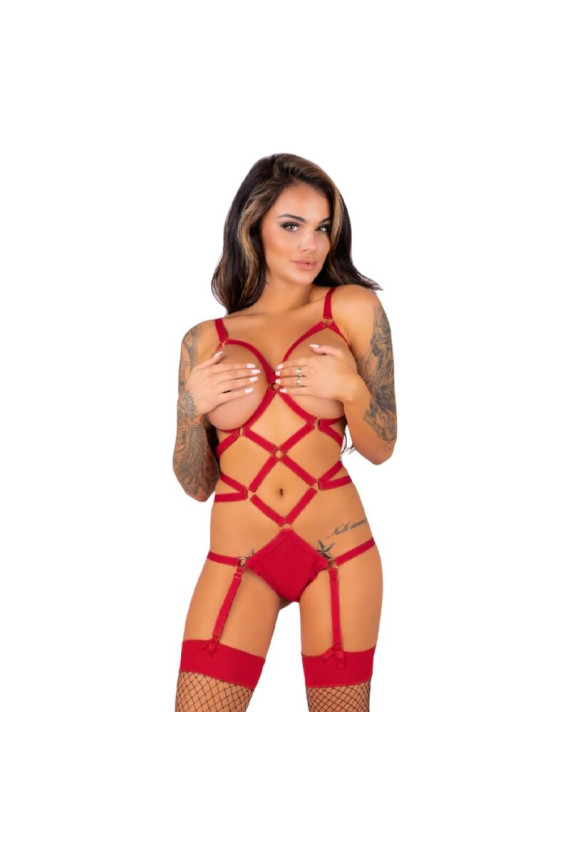 LIVCO CORSETTI FASHION - THIARA LC 20213 SET BODY + CALZE ROSSO S/M
