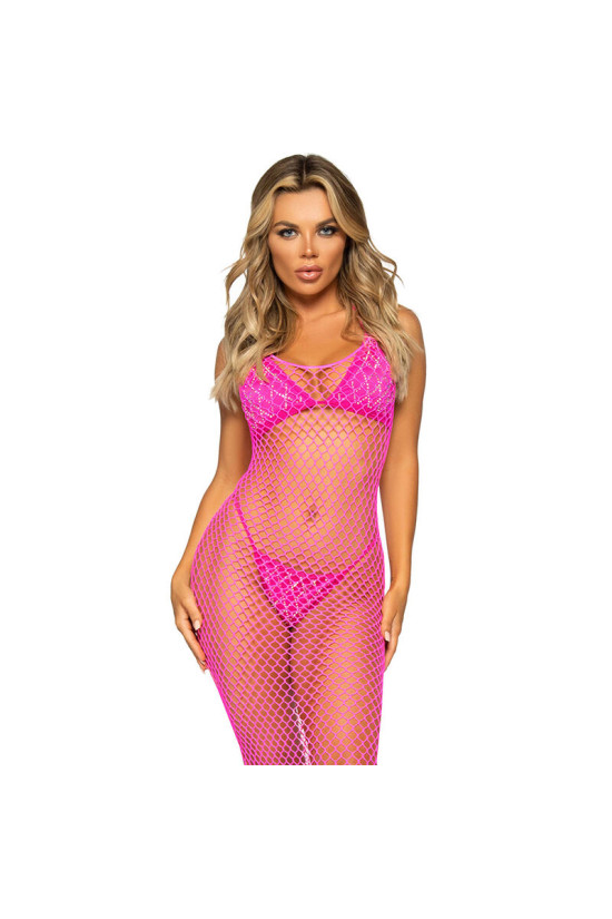 LEG AVENUE - ABITO LUNGO IN RETE FUCSIA TAGLIA UNICA