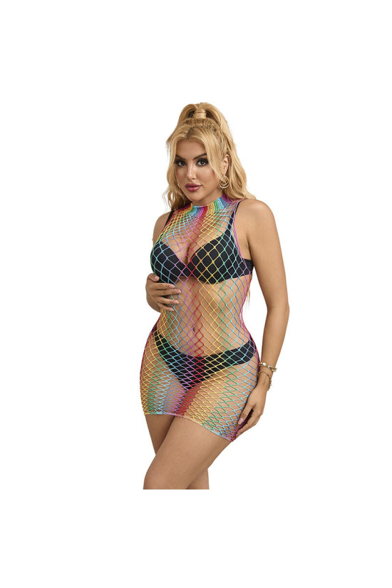 SUBBLIME - 952433 VESTITO A RETE SENZA MANICHE COLLO ALTO ARCOBALENO TAGLIA UNICA