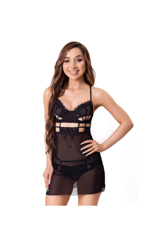 LIVCO CORSETTI FASHION - MAIA 20247 BABYDOLL + PERIZOMA NERO L/XL