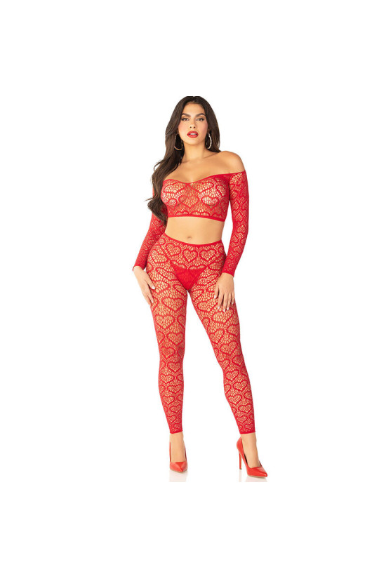 LEG AVENUE - CROP TOP + CALZE ROSSO TAGLIA UNICA