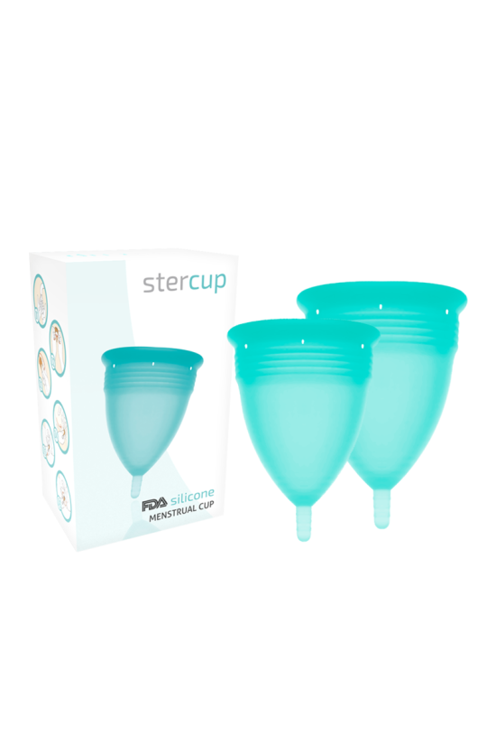 STERCUP - COPPA MESTRUALE IN SILICONE FDA TAGLIA S + L ACQUAMARINA