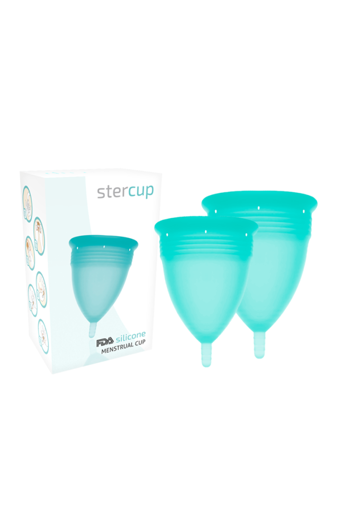 STERCUP - COPPA MESTRUALE IN SILICONE FDA TAGLIA S + L ACQUAMARINA