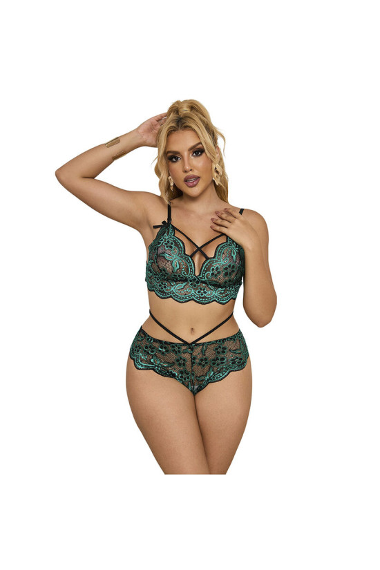 SUBBLIME - 954093 REGGISENO + SLIP PIZZO VERDE L/XL
