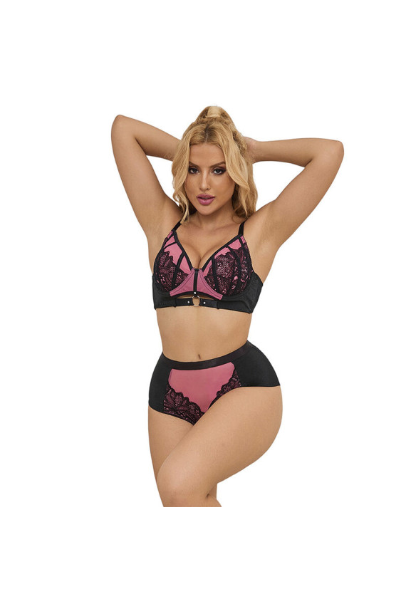 SUBBLIME - 955588 SET REGGISENO IN VERNICE ROSA CON CERNIERA IN RETE L/XL