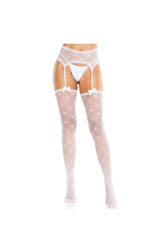 LEG AVENUE - CALZE A CUORE CON GIARRETTIERE BIANCO