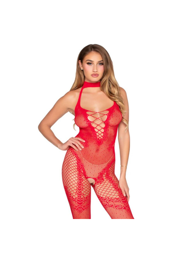 LEG AVENUE - 89336 BODYSTOCKING ROSSO SENZA CAVALLO - TAGLIA UNICA