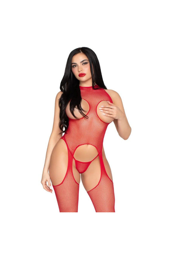 LEG AVENUE - 89374 BODYSTOCKING E SLIP SENZA COPPE ROSSO - TAGLIA UNICA
