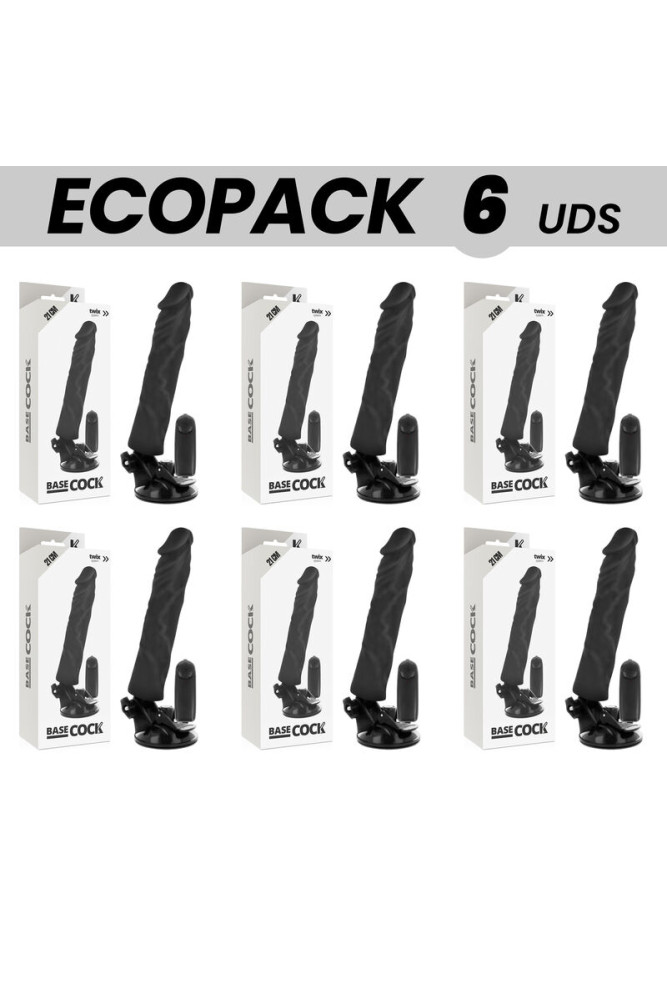 ECOPACK 6 UNIT - BASECOCK VIBRATORE REALISTICO TELECOMANDO NERO 21 CM -O- 4 CM