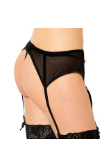 QUEEN LINGERIE - PERIZOMA CON GIARRETTIERA IN PIZZO NERO S/M