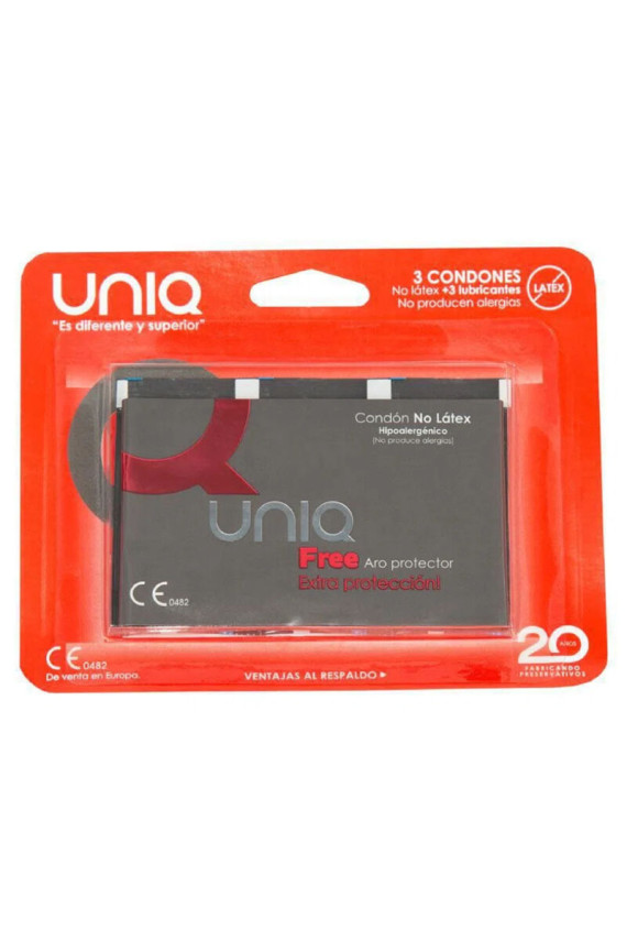 UNIQ - PRESERVATIVO SENZA LATTICE FREE CON ANELLO DI PROTEZIONE 3 UNITÀ