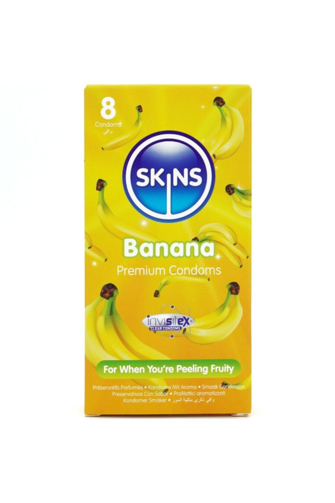 SKINS - PRESERVATIVI BANANA PREMIUM CONFEZIONE DA 8