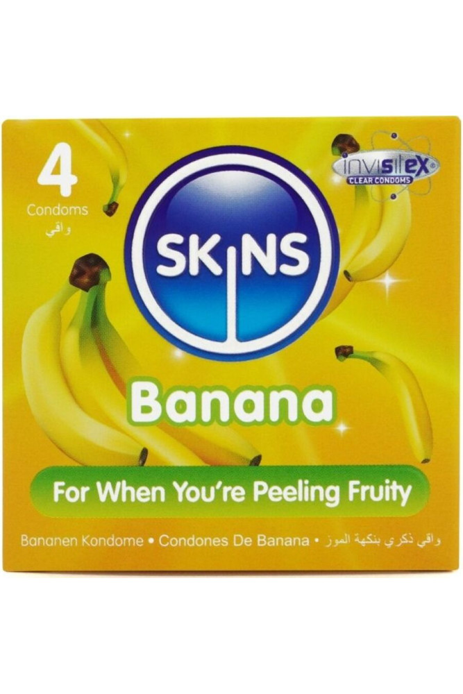 SKINS - PRESERVATIVI BANANA PREMIUM CONFEZIONE DA 4