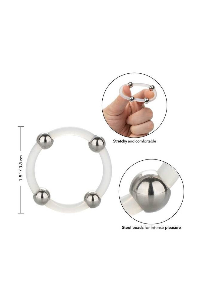 CALEXOTICS - ANELLO IN SILICONE CON PERLINE IN ACCIAIO L