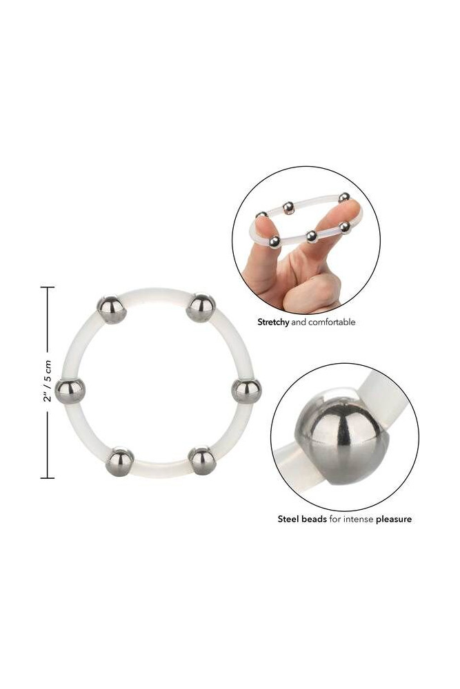 CALEXOTICS - ANELLO IN SILICONE CON PERLINE IN ACCIAIO XL