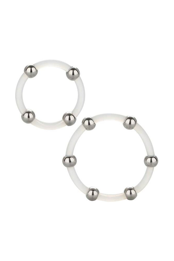 CALEXOTICS - SET DI ANELLI IN SILICONE CON PERLINE IN ACCIAIO
