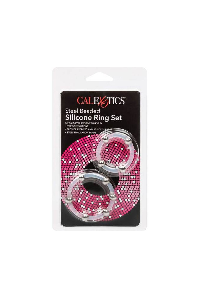 CALEXOTICS - SET DI ANELLI IN SILICONE CON PERLINE IN ACCIAIO
